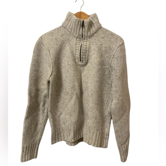 TOMMY wool knit 1/4 zip oatmeal sweater Large - Picture 2 of 8